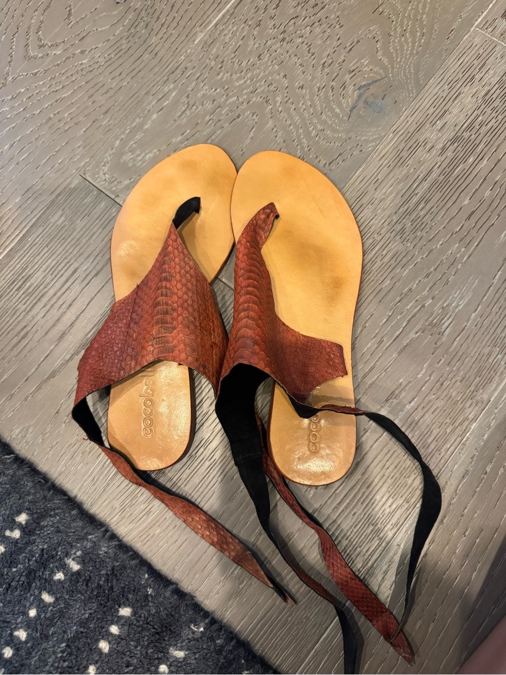Cocobelle Tie back red snakeskin sandals